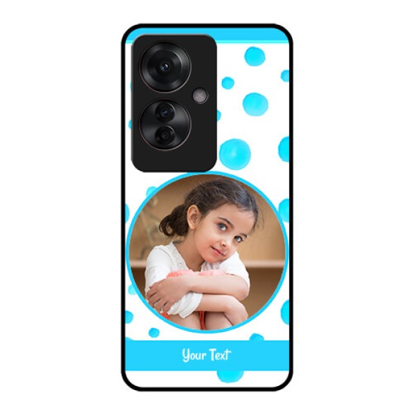 Oppo F25 Pro 5G Custom Glass Phone Case - Blue Bubbles Pattern Design