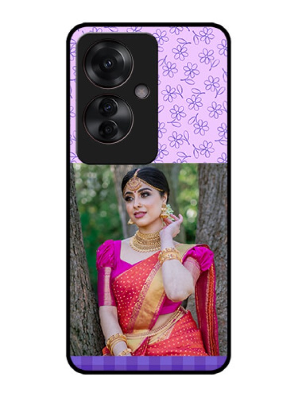 Custom Oppo F25 Pro 5G Custom Glass Phone Case - Purple Floral Design