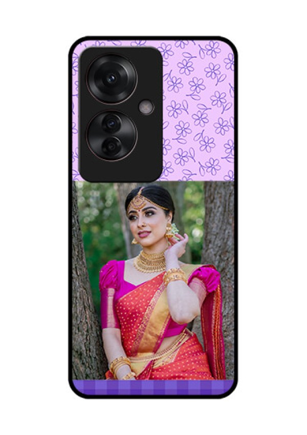 Oppo F25 Pro 5G Custom Glass Phone Case - Purple Floral Design