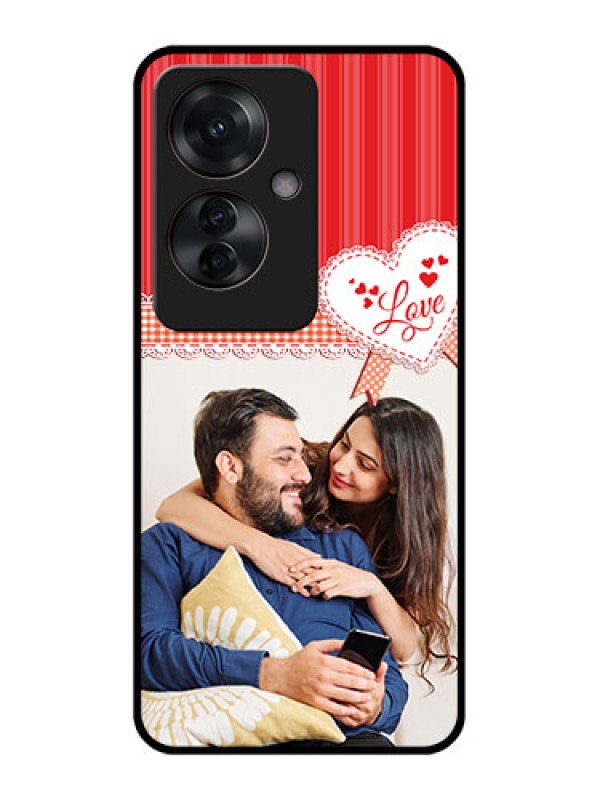 Custom Oppo F25 Pro 5G Custom Glass Phone Case - Red Love Pattern Design