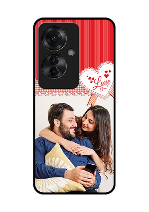 Oppo F25 Pro 5G Custom Glass Phone Case - Red Love Pattern Design
