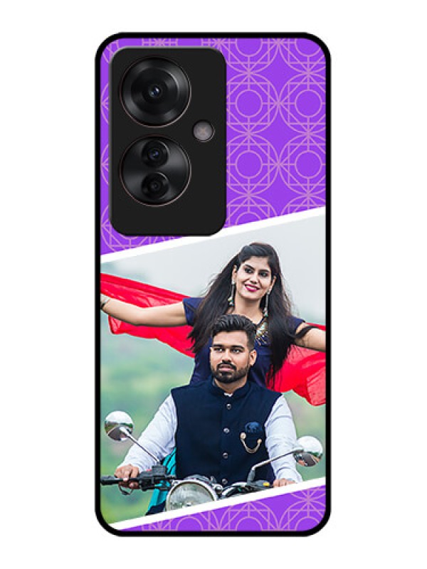 Custom Oppo F25 Pro 5G Custom Glass Phone Case - Violet Color Pattern Design