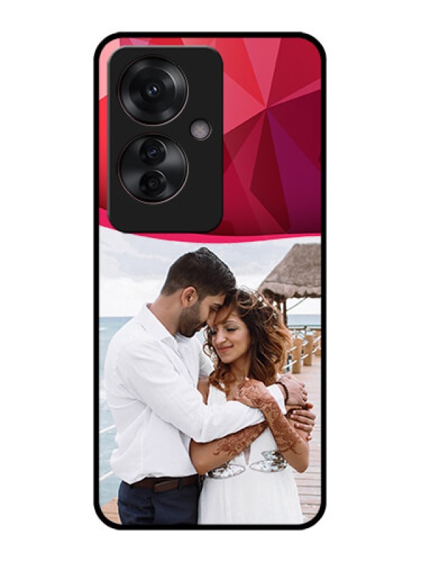 Custom Oppo F25 Pro 5G Custom Glass Phone Case - Red Abstract Design