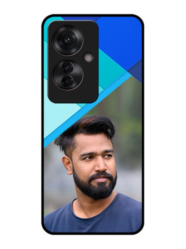 Custom Oppo F25 Pro 5G Custom Glass Phone Case - Blue Pattern Design