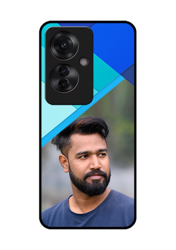 Oppo F25 Pro 5G Custom Glass Phone Case - Blue Pattern Design