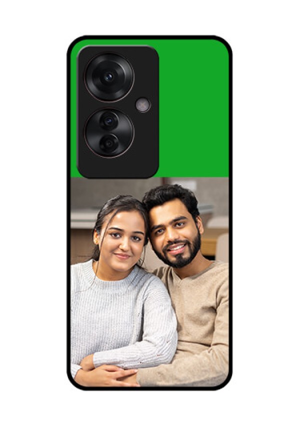 Oppo F25 Pro 5G Custom Glass Phone Case - Green Pattern Design