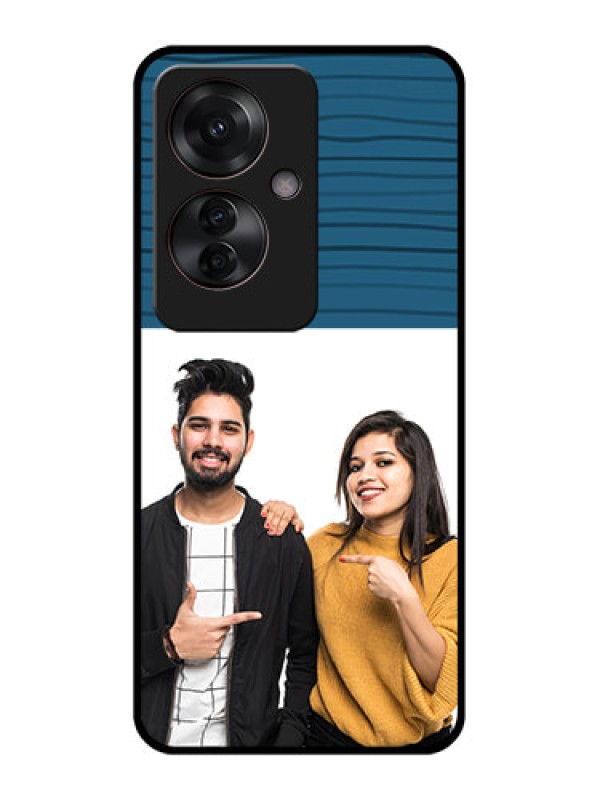 Custom Oppo F25 Pro 5G Custom Glass Phone Case - Blue Pattern Cover Design