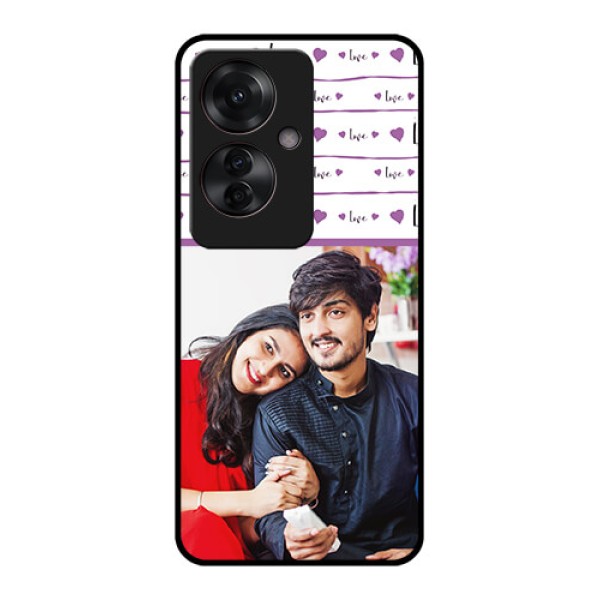 Oppo F25 Pro 5G Custom Glass Phone Case - Couples Heart Design