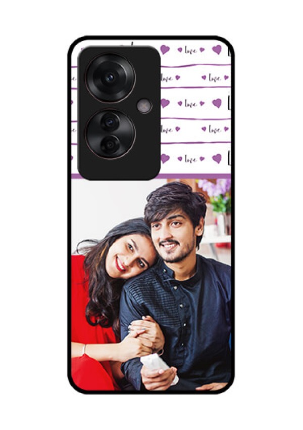 Oppo F25 Pro 5G Custom Glass Phone Case - Couples Heart Design
