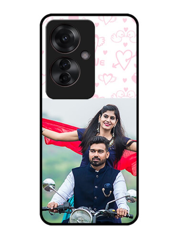 Custom Oppo F25 Pro 5G Custom Glass Phone Case - Pink Flying Heart Design