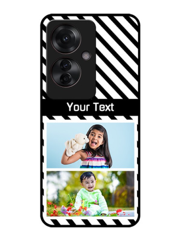 Custom Oppo F25 Pro 5G Custom Glass Phone Case - Black And White Stripes Design