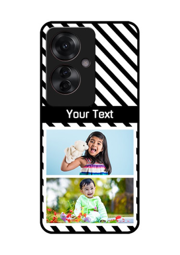 Oppo F25 Pro 5G Custom Glass Phone Case - Black And White Stripes Design