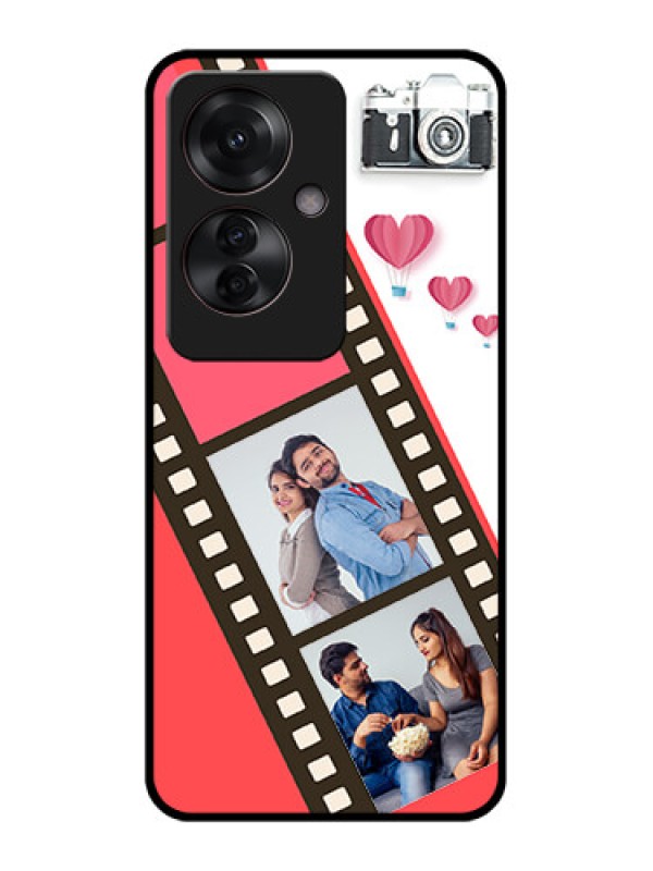 Custom Oppo F25 Pro 5G Custom Glass Phone Case - 3 Image Holder With Film Reel