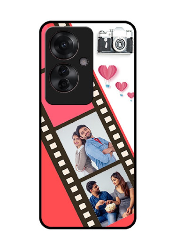 Oppo F25 Pro 5G Custom Glass Phone Case - 3 Image Holder With Film Reel