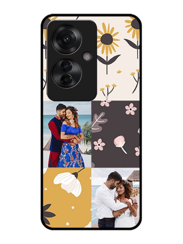 Custom Oppo F25 Pro 5G Custom Glass Phone Case - 3 Images With Floral Design