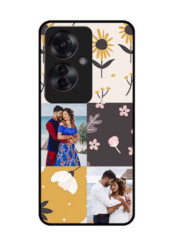 Oppo F25 Pro 5G Custom Glass Phone Case - 3 Images With Floral Design