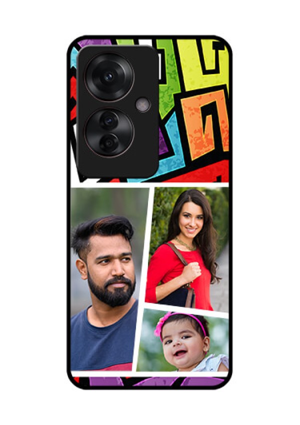 Oppo F25 Pro 5G Custom Glass Phone Case - Graffiti Pattern Design