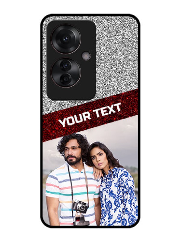 Custom Oppo F25 Pro 5G Custom Glass Phone Case - Image Holder With Glitter Strip Design