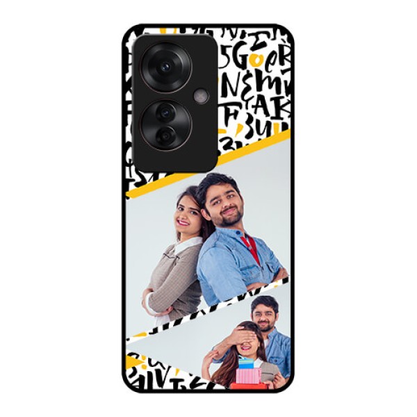 Oppo F25 Pro 5G Custom Glass Phone Case - Letters Pattern Design