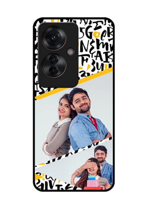 Oppo F25 Pro 5G Custom Glass Phone Case - Letters Pattern Design