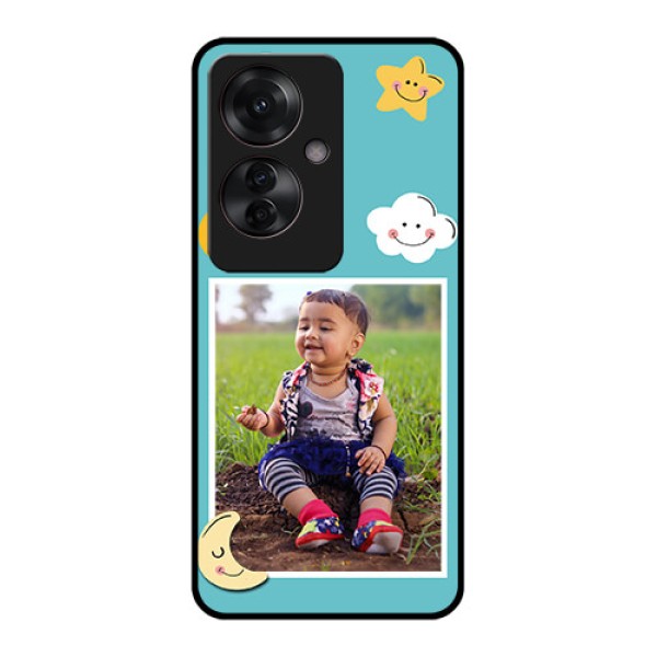Oppo F25 Pro 5G Custom Glass Phone Case - Smiley Kids Stars Design