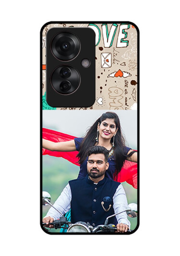 Oppo F25 Pro 5G Custom Glass Phone Case - Love Doodle Pattern