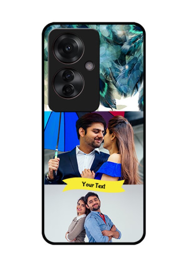 Oppo F25 Pro 5G Custom Glass Phone Case - Image With Boho Peacock Feather Design