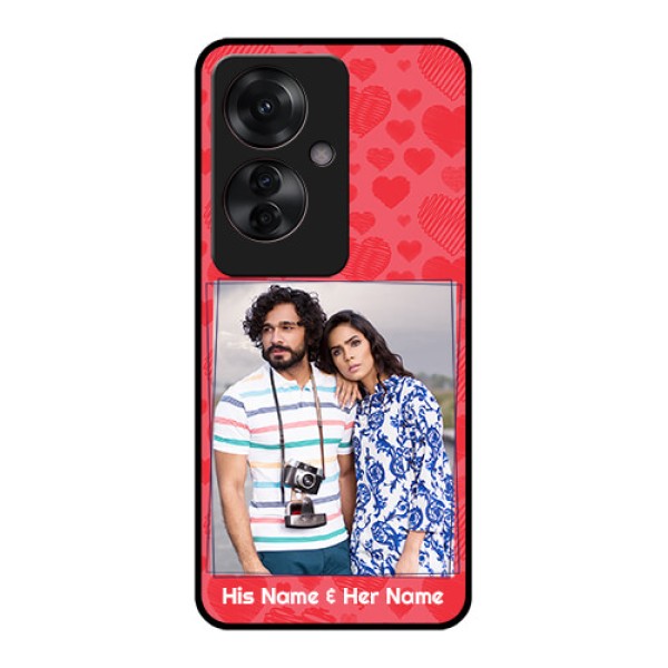 Oppo F25 Pro 5G Custom Glass Phone Case - With Red Heart Symbols Design Oppo F25 Pro 5G Custom Glass Phone Case - With Red Heart Symbols Design