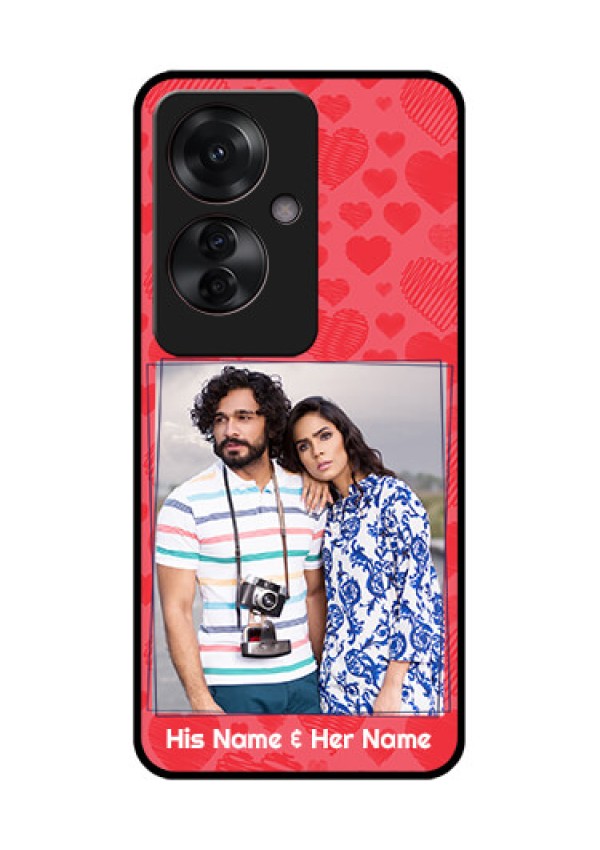 Oppo F25 Pro 5G Custom Glass Phone Case - With Red Heart Symbols Design