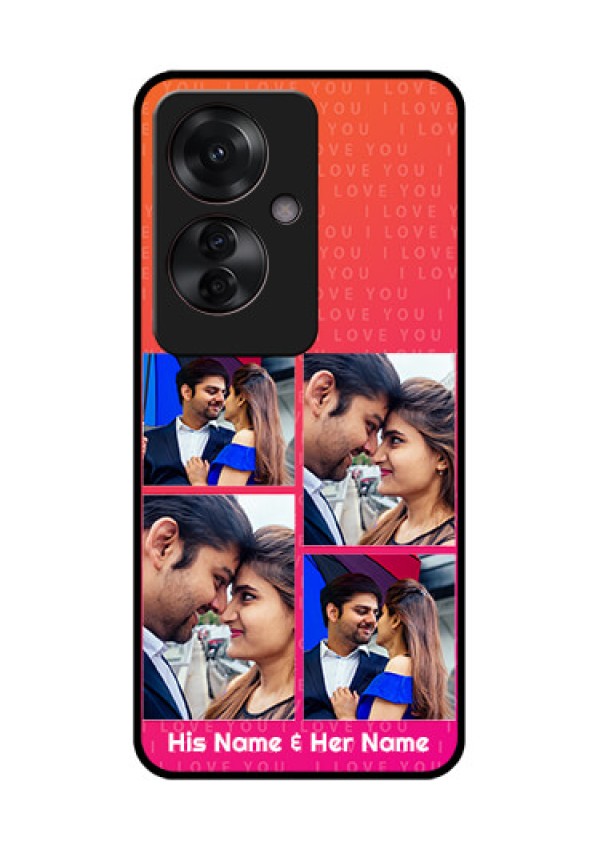 Oppo F25 Pro 5G Custom Glass Phone Case - I Love You Pink Design