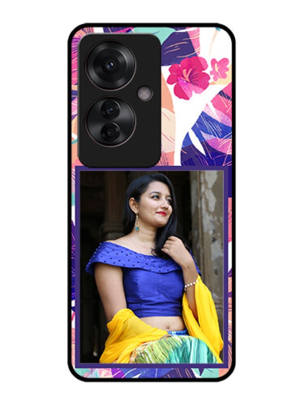 Custom Oppo F25 Pro 5G Custom Glass Phone Case - Abstract Floral Design