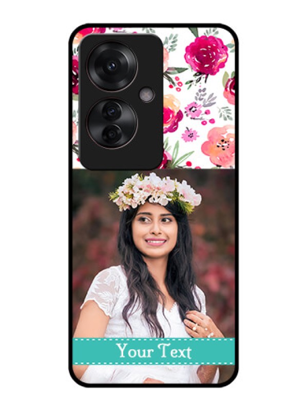 Custom Oppo F25 Pro 5G Custom Glass Phone Case - Water Colors Floral Design