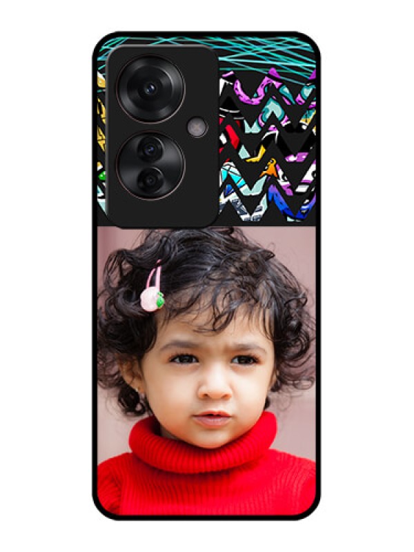 Custom Oppo F25 Pro 5G Custom Glass Phone Case - Neon Abstract Design