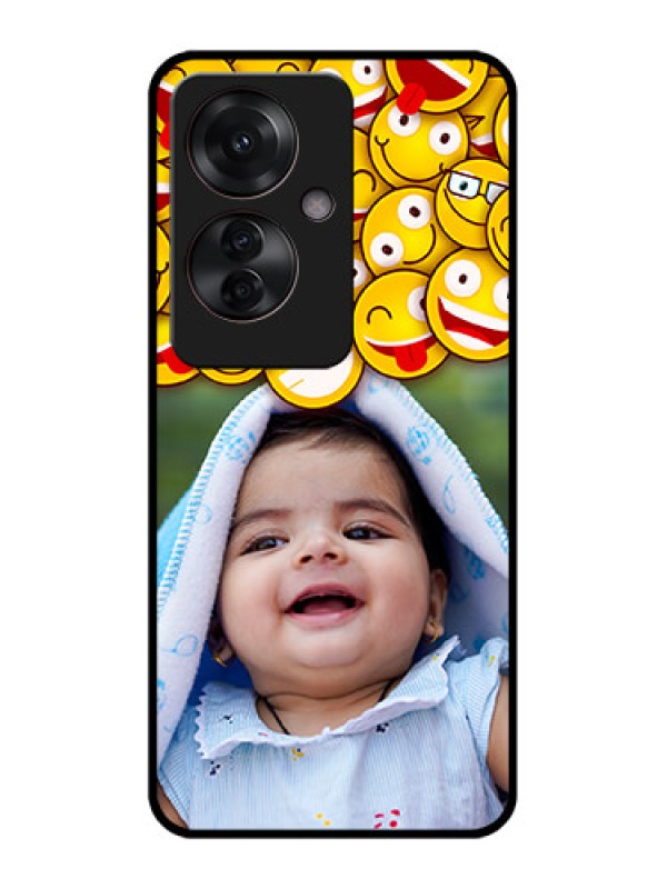 Custom Oppo F25 Pro 5G Custom Glass Phone Case - With Smiley Emoji Design