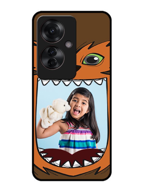 Custom Oppo F25 Pro 5G Custom Glass Phone Case - Owl Monster Back Case Design