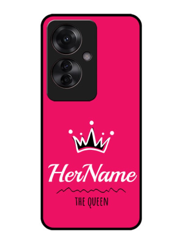 Custom Oppo F25 Pro 5G Custom Glass Phone Case - Queen With Name Design