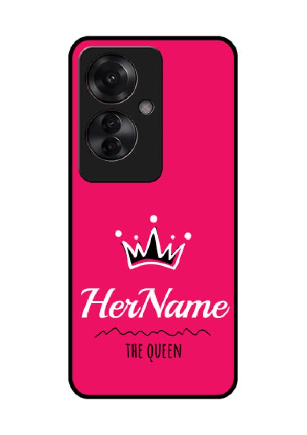 Oppo F25 Pro 5G Custom Glass Phone Case - Queen With Name Design