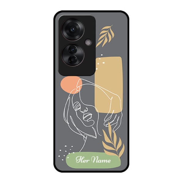 Oppo F25 Pro 5G Custom Glass Phone Case - Gazing Woman Line Art Design Oppo F25 Pro 5G Custom Glass Phone Case - Gazing Woman Line Art Design