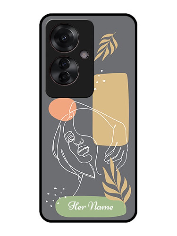 Custom Oppo F25 Pro 5G Custom Glass Phone Case - Gazing Woman Line Art Design