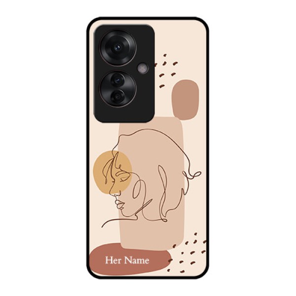 Oppo F25 Pro 5G Custom Glass Phone Case - Calm Woman Line Art Design Oppo F25 Pro 5G Custom Glass Phone Case - Calm Woman Line Art Design