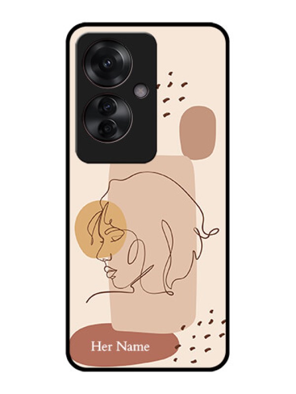 Custom Oppo F25 Pro 5G Custom Glass Phone Case - Calm Woman Line Art Design