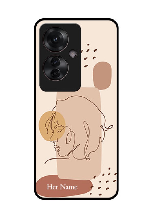 Oppo F25 Pro 5G Custom Glass Phone Case - Calm Woman Line Art Design