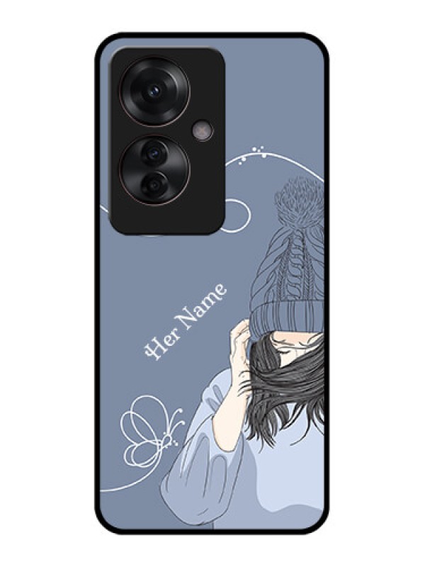Custom Oppo F25 Pro 5G Custom Glass Phone Case - Girl In Winter Outfit Design