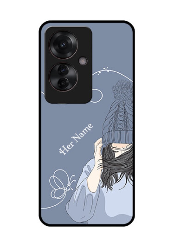 Oppo F25 Pro 5G Custom Glass Phone Case - Girl In Winter Outfit Design