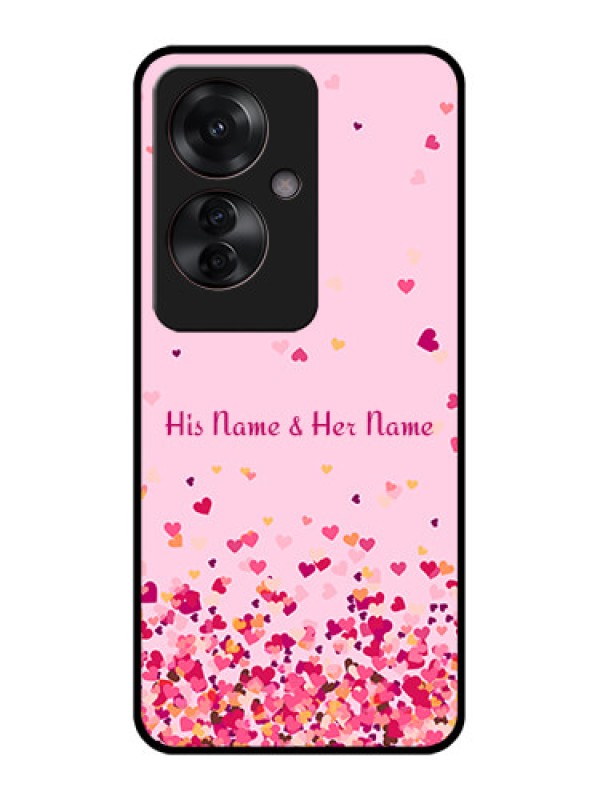 Custom Oppo F25 Pro 5G Custom Glass Phone Case - Floating Hearts Design