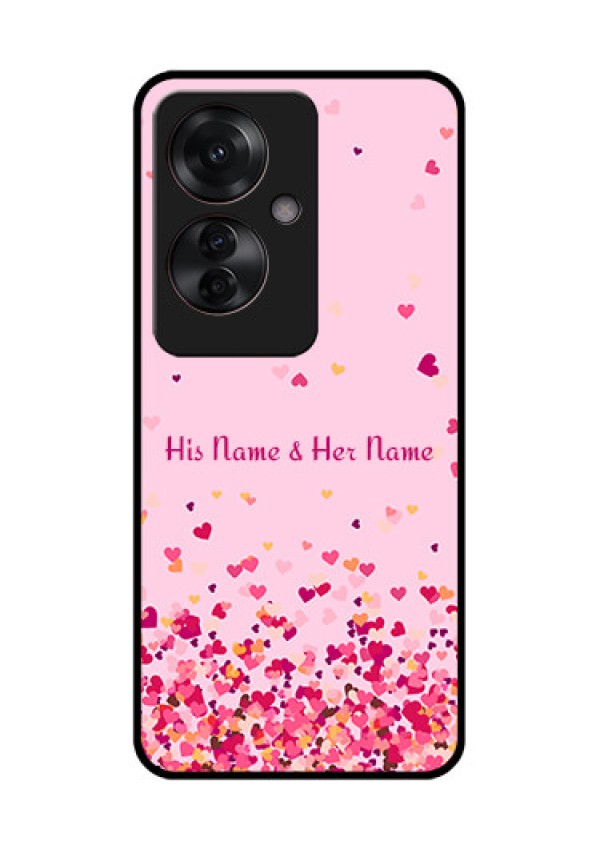 Oppo F25 Pro 5G Custom Glass Phone Case - Floating Hearts Design