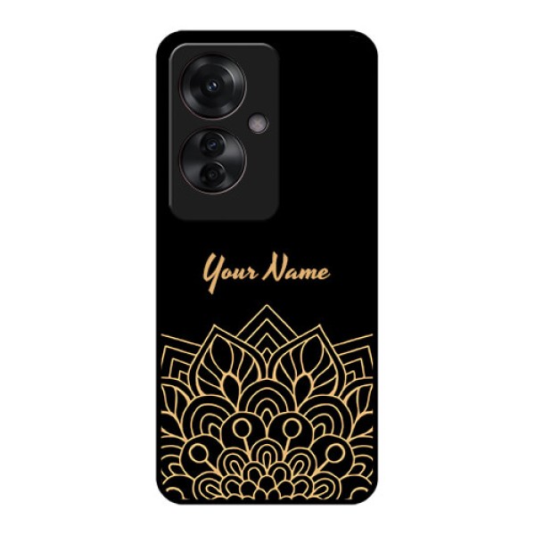 Oppo F25 Pro 5G Custom Glass Phone Case - Golden Mandala Design