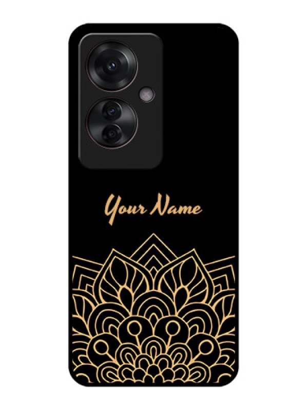 Custom Oppo F25 Pro 5G Custom Glass Phone Case - Golden Mandala Design