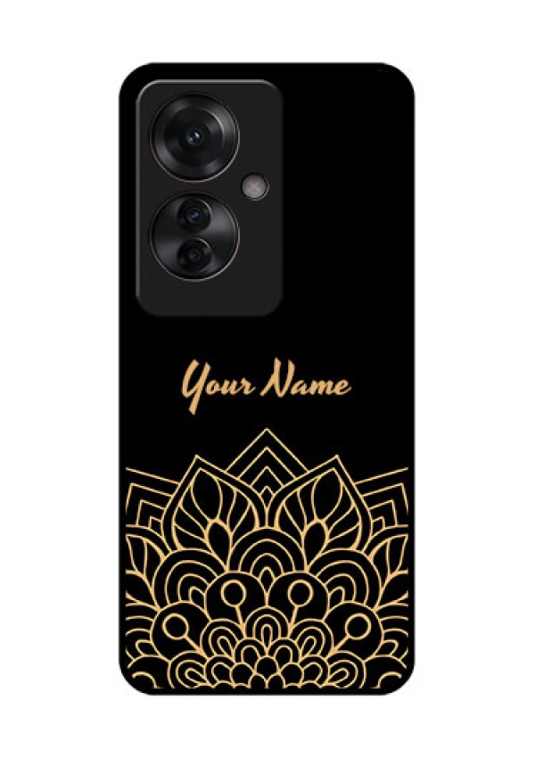 Oppo F25 Pro 5G Custom Glass Phone Case - Golden Mandala Design