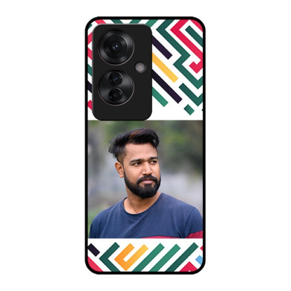Oppo F25 Pro 5G Custom Glass Phone Case - Colorful Maze Pattern Design Oppo F25 Pro 5G Custom Glass Phone Case - Colorful Maze Pattern Design